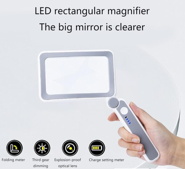 10 LED Power Indicator Rectangle Magnifier 5X - Image 2