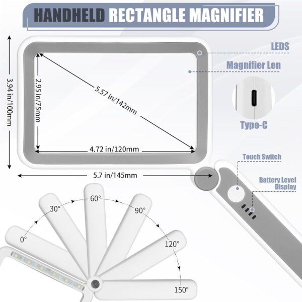 12 LED Power Indicator Rectangle Magnifier 5X
