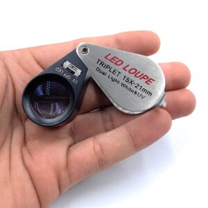 15x Dual LED Lamp & UV Light Lens Eye Loupe 21mm