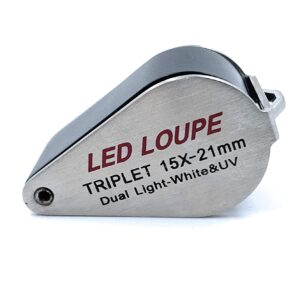 15x Dual LED Lamp & UV Light Lens Eye Loupe 21mm