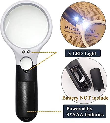 3 LED Light Reading Hand Held Magnifier - Image 5