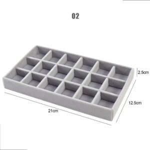 Grey Jewelry Velvet Tray with 18 Grid