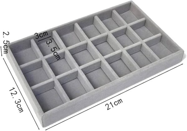 Grey Jewelry Velvet Tray with 18 Grid - Image 2