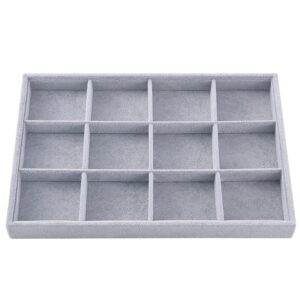 Ice Gray Plush Velvet Stackable Jewelry Display Tray