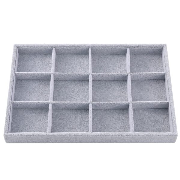 Ice Gray Plush Velvet Stackable Jewelry Display Tray