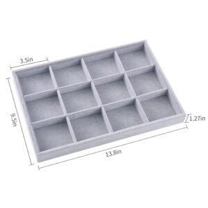 Ice Gray Plush Velvet Stackable Jewelry Display Tray