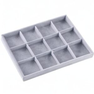 Ice Gray Plush Velvet Stackable Jewelry Display Tray