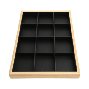 MDF Black Jewellery Organizer Tray 12 Grid with PU Leather