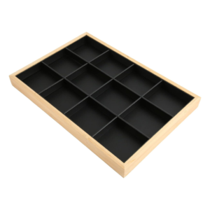MDF Black Jewellery Organizer Tray 12 Grid with PU Leather