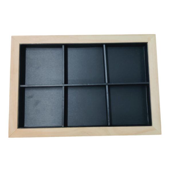 MDF Black Jewellery Organizer Tray 6 Grid with PU Leather