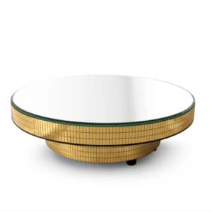 Turn Table with Top Mirror Jewelry Display - Gold - 225mm