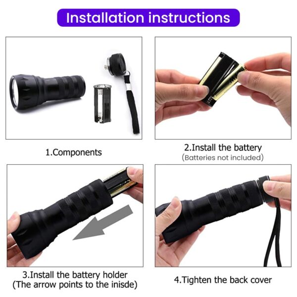 UV Light Torch 12 LEDs UV Portable Flashlight - Image 4