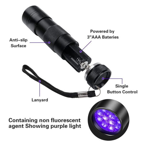 UV Light Torch 12 LEDs UV Portable Flashlight - Image 2