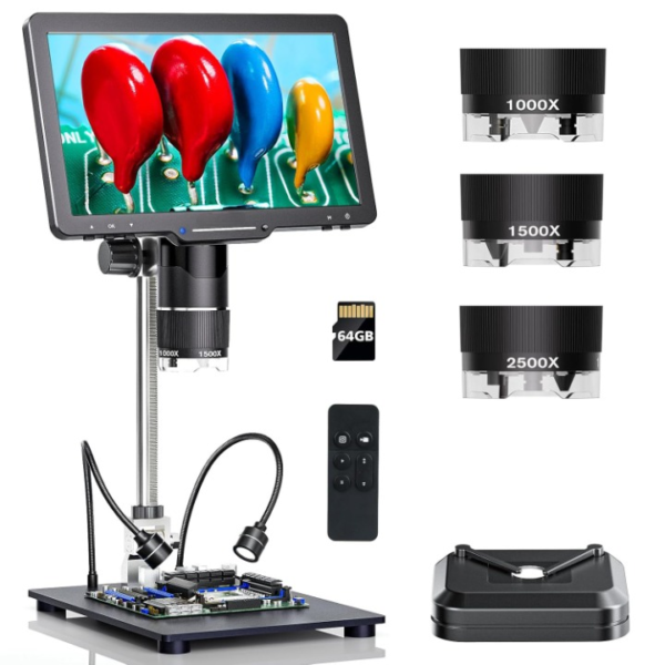 2500x 10.1inch with 3 Lens Digital Microscope